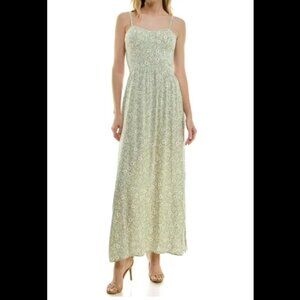 Lily Rose Sage Floral Square Neck Sleeveless Maxi Dress